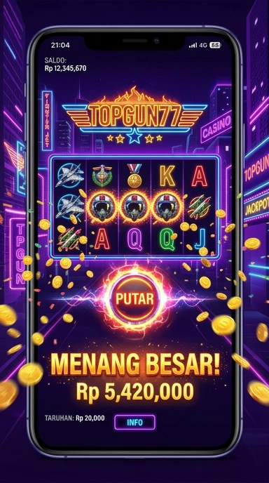 Screenshot antarmuka pengguna aplikasi topgun77 yang ramah.